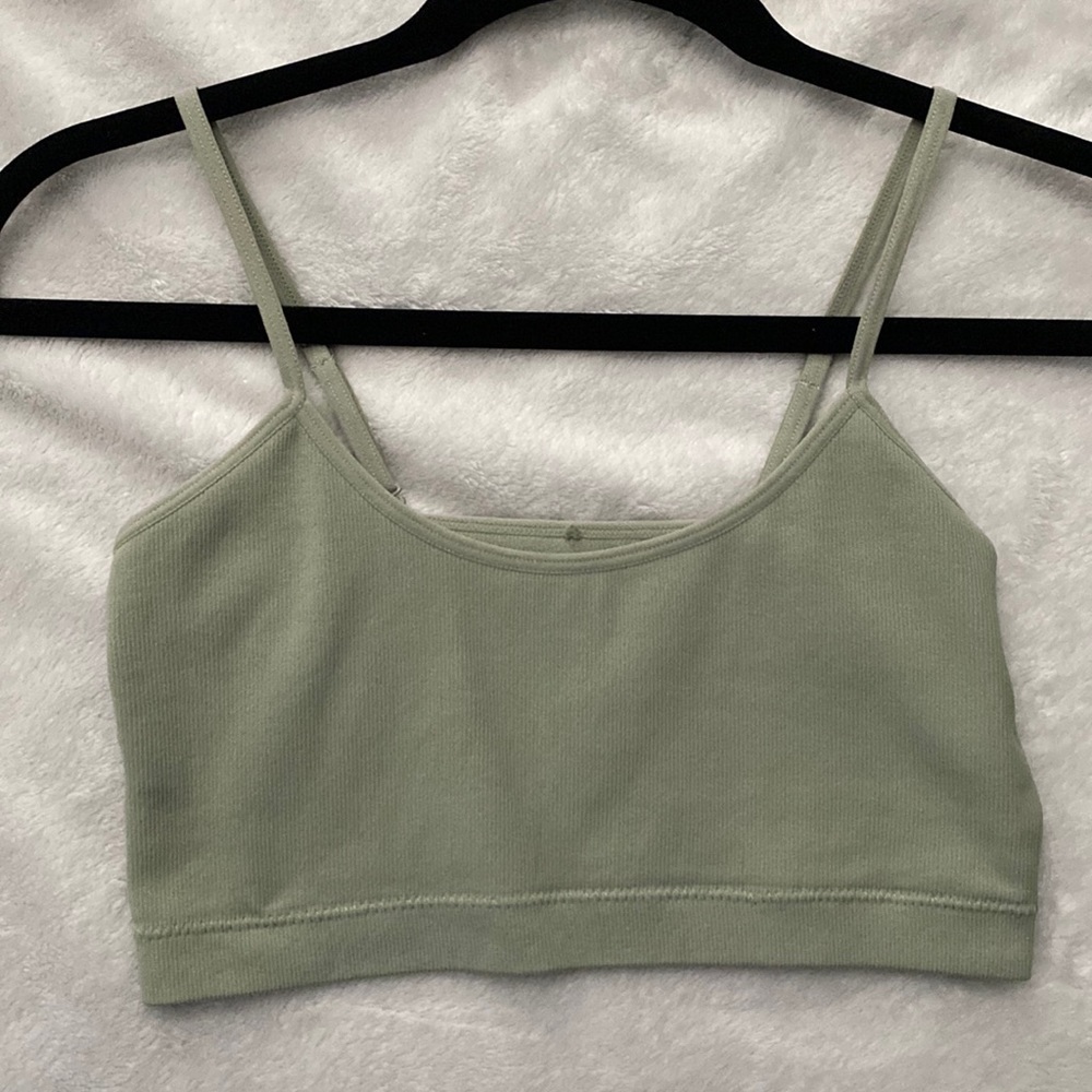 size small sage green crop tank top